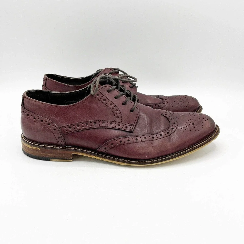 Joseph Abboud Wingtip‎ Oxfords Burgundy Brown Leather Full Brogue Classic